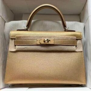 Rare Hermes Kelly 20 D’Ore Metallic Chèvre Permabrass HW